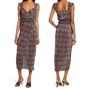 SAYLOR Black and Pink Floral Midi Dress